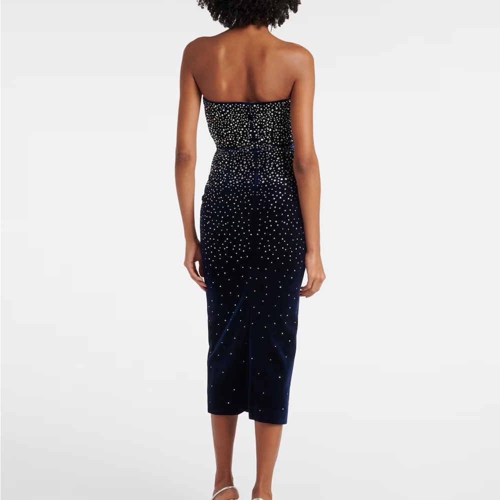 Alex Perry NWOT Crystal Velvet Midi Dress in Midnight - Picture 5 of 7